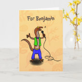 マイおもしろいク漫画で歌うトカゲ カード (黄色い花)