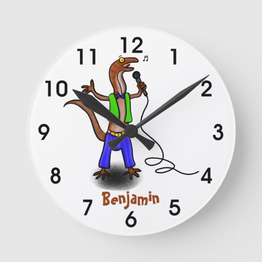 マイおもしろいク漫画で歌うトカゲ ラウンド壁時計 (正面)