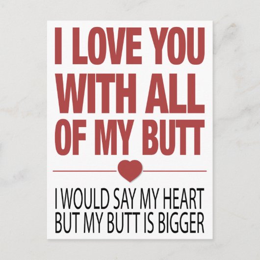マイお尻おもしろいヴァレンティネスタイポグラフィ ポストカード (正面)