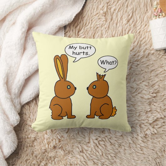マイお尻がバニーおもしろいズ·ブラウンを痛める クッション (ブランケット)