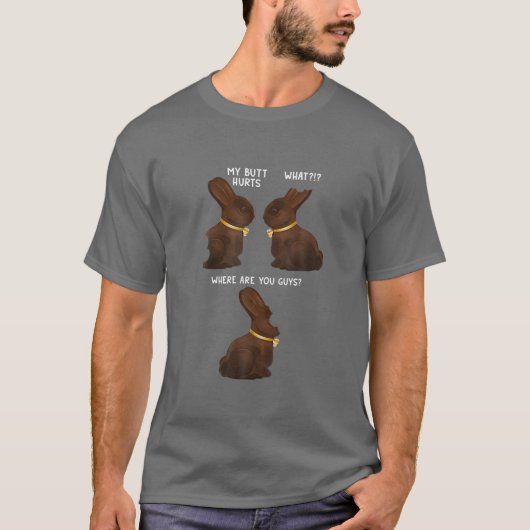 マイお尻イータおもしろいーチョコレートバニーミームジョ Tシャツ (正面)