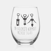 マイお気に入りのトレーニングワインコルクスクリューオープナーユーモア ステムなしワイングラス (正面)