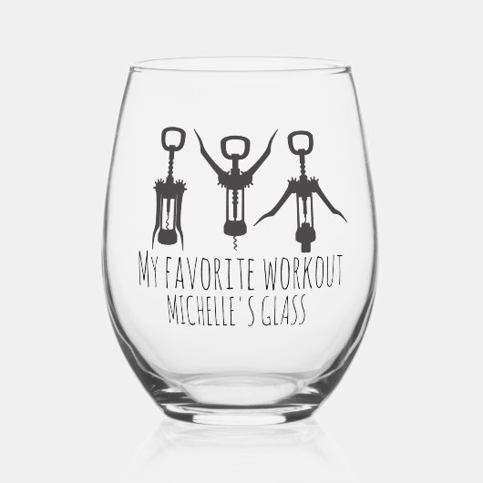 マイお気に入りのトレーニングワインコルクスクリューオープナーユーモア ステムなしワイングラス (正面)