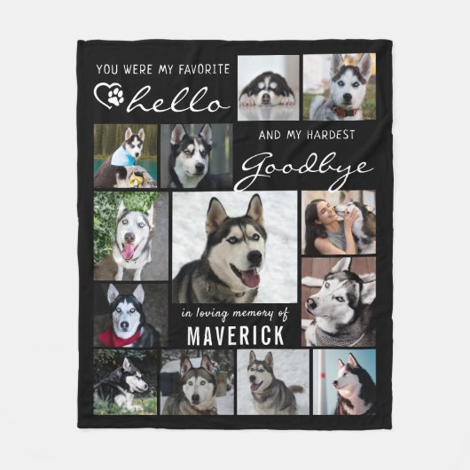 マイお気に入りのハロー引用文13フォトペットロス記念碑 フリースブランケット (正面)