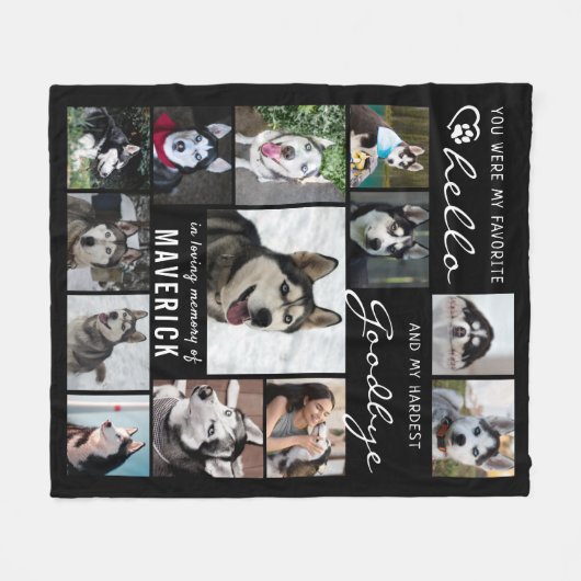 マイお気に入りのハロー引用文13フォトペットロス記念碑 フリースブランケット (正面(横))