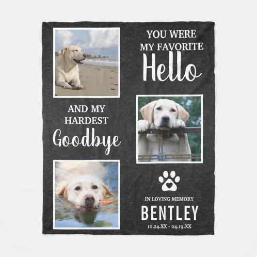 マイお気に入りのハロー引用文&フォトペットロス記念 フリースブランケット (正面)