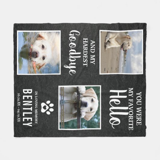 マイお気に入りのハロー引用文&フォトペットロス記念 フリースブランケット (正面(横))