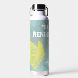 マイお気に入りの先生イエロー蝶 ウォーターボトル