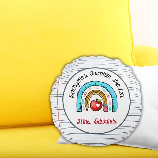 マイお気に入りの先生クリスマスレインボー ラウンドクッション