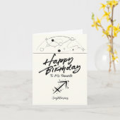 マイお気に入りの射手座ハートフェルト誕生日カード カード (黄色い花)
