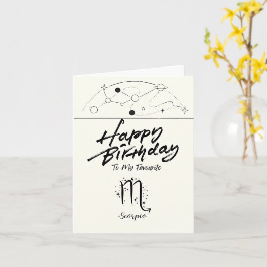 マイお気に入りの蠍座ハートフェルト誕生日カード カード (黄色い花)