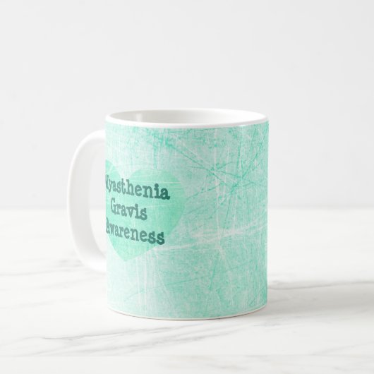 マイアステニアグラビスMG認識度コーヒーマグティール(緑がかった色) コーヒーマグカップ (正面左)