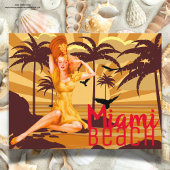 マイアミからのグリーティングビーチ美しいヴィンテージ ポストカード