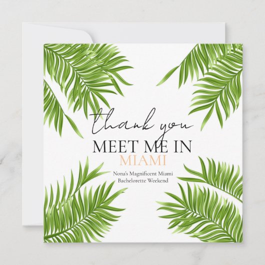 マイアミで私に会おう！ バチェロレッテパーティーバケーション サンキューカード (正面)