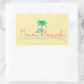 マイアミと手のひら傘 長方形シール (バッグ)
