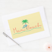 マイアミと手のひら傘 長方形シール (封筒)