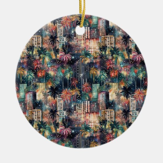 マイアミのクリスマス&新年の水の色 セラミックオーナメント (正面)