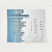 マイアミのスカイライン ウェディング フォト 背景 タペストリー (正面(横))