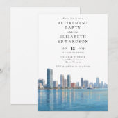 マイアミのスカイライン　退職パーティー 招待状 (正面/裏面)