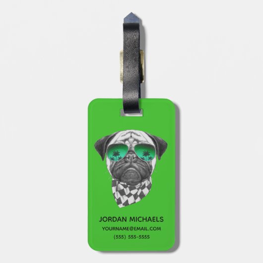 マイアミのパグ|はあなたの名前を加えます ラゲッジタグ (裏面縦)