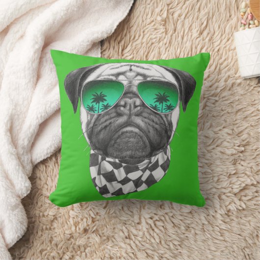 マイアミのパグ クッション (ブランケット)
