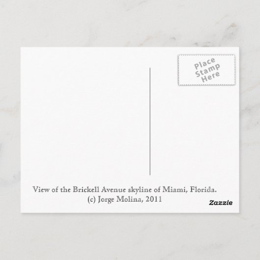 マイアミのブリックル通りスカイライン ポストカード (裏面)