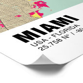 マイアミの地図 – マイアミのカラフル地図 ポスター (角)