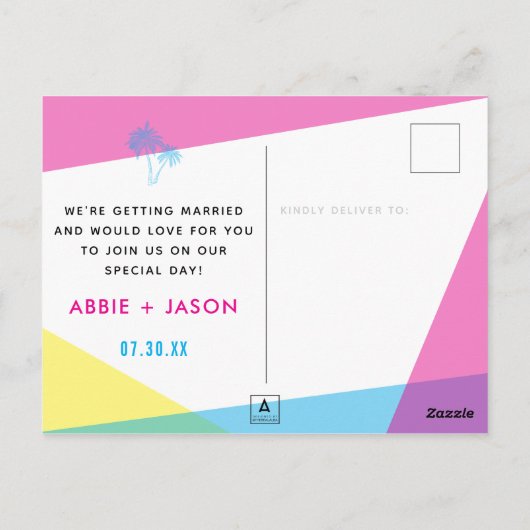 マイアミの夜の日付写真を保存 ポストカード (裏面)