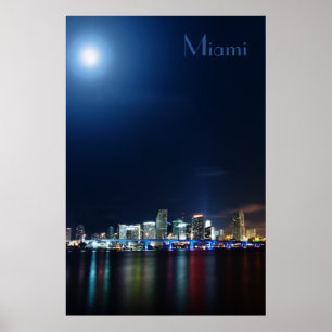 マイアミの夜景パノラマ – Poster ポスター