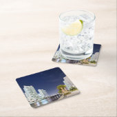 マイアミの川Riverwalkに沿う建物 スクエアペーパーコースター (インサイチュ)