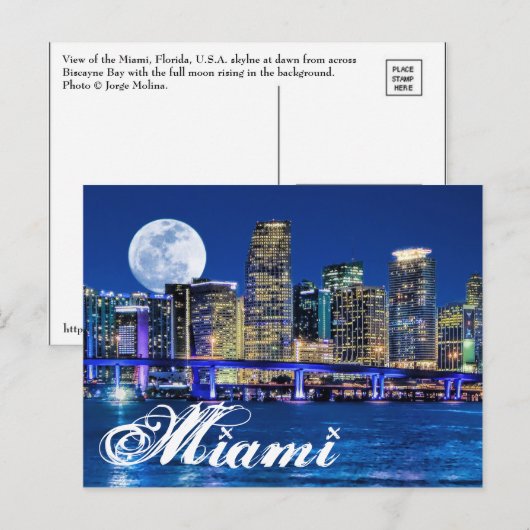 マイアミの月。 ポストカード (正面/裏面)