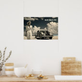 マイアミの歩くでホワイトビーチの女性 ポスター (キッチン)