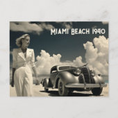 マイアミの歩くでホワイトビーチの女性 ポストカード (正面)