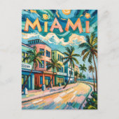 マイアミの海ドライブアートinヴァンゴッホのスタイル旅行 ポストカード (正面)