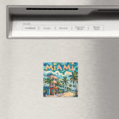 マイアミの海ドライブトラベルアートinヴァンゴッホスタイル マグネット (インサイチュ (食洗機))