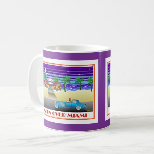 マイアミの紫色上の月 コーヒーマグカップ (正面左)