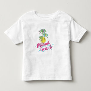 マイアミカッコいいビーチ、フロリダパームツリーズグラフィック トドラーTシャツ