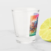 マイアミカラフルスカイライン抽象芸術 ショットグラス (左)