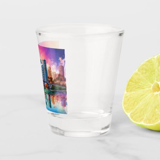 マイアミカラフルスカイライン抽象芸術 ショットグラス (右)