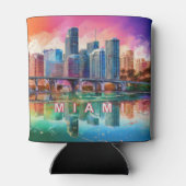 マイアミカラフルスカイライン抽象芸術 缶クーラー (裏面)