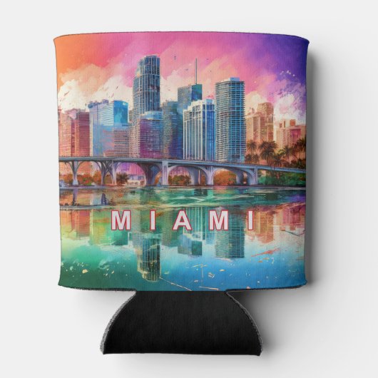 マイアミカラフルスカイライン抽象芸術 缶クーラー (裏面)