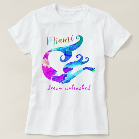 マイアミカラフル絵画のマーメイドドリームが解放 Tシャツ (デザイン正面)