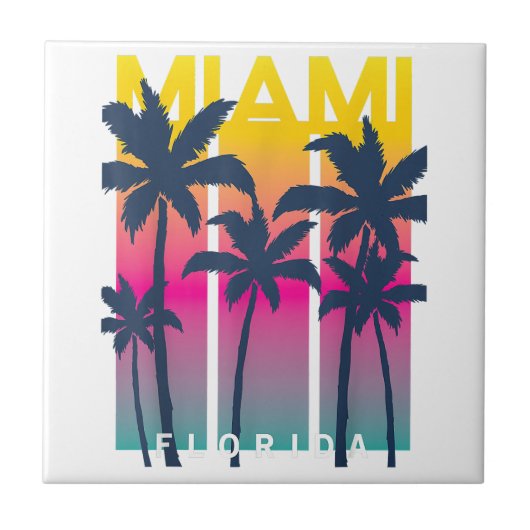 マイアミクールフロリダグラフィックデザインティー、私はMiaが大好き タイル (正面)
