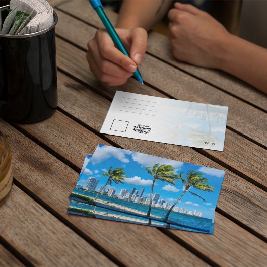 マイアミサウスビーチフロリダウォーターカラーポストカード 招待状