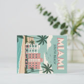 マイアミサウスビーチ:ヴィンテージ沿岸チャーム ポストカード (スタンド正面)