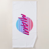 マイアミサンセットネオンカラースタイルヴィンテージ ビーチタオル (正面)