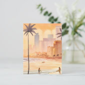 マイアミサンライズ | 黄色の水色のスカイラ絵を描イン ポストカード (スタンド正面)