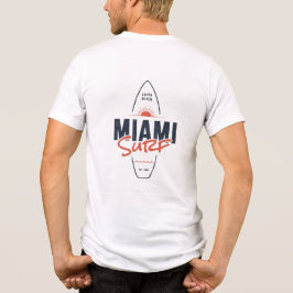 マイアミサーフ - ビンテージビーチサンセットサーフボードデザイン トライブレンドTシャツ