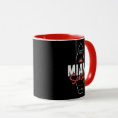 マイアミサーフ - ビンテージビーチサンセットサーフボードデザイン マグカップ (正面右)