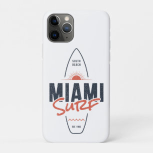 マイアミサーフ - ビンテージビーチサンセットサーフボードデザイン iPhone 11 PROケース
